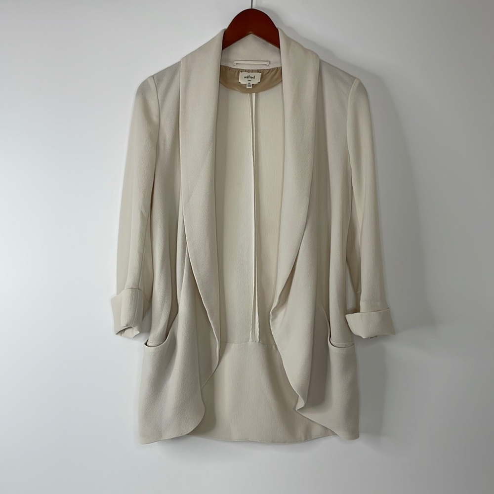 Aritzia Wilfred Chevalier Jacket Oversized open blazer Cream size 2 Small